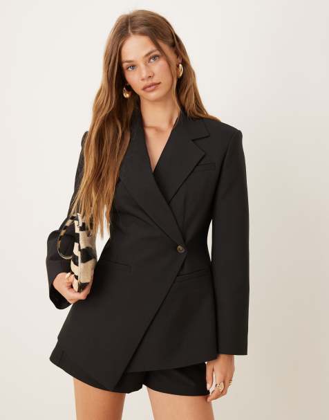 ASOS DESIGN tailored nipped waist blazer with cut away hem in black - view 1