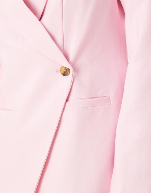 ASOS DESIGN tailored nipped waist blazer with cutaway hem in pink, 4 of 4