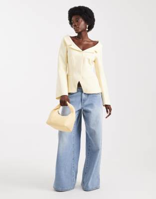 Asos Design Tailored Off-shoulder Blazer In White