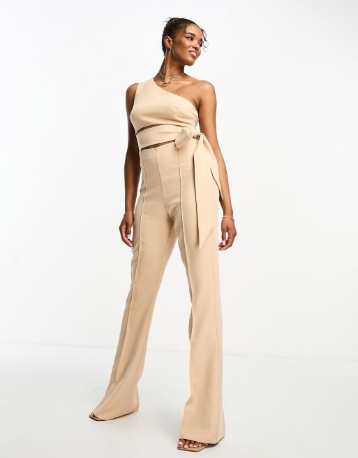 ASOS DESIGN tailored square neck jumpsuit with kick flare in