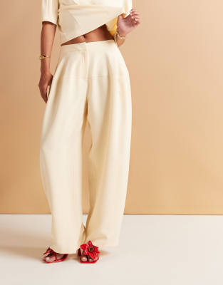 Asos Design Tailored Oversized Barrel Leg Pants With Panel Detail