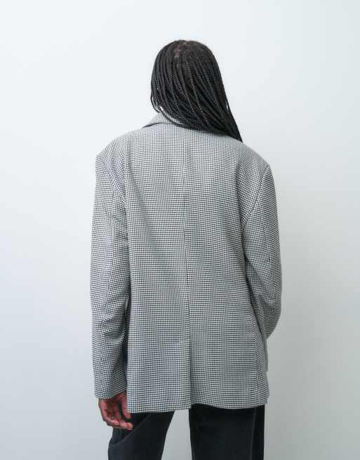 ASOS DESIGN tailored oversized blazer in black in mono dogtooth, 4 of 4