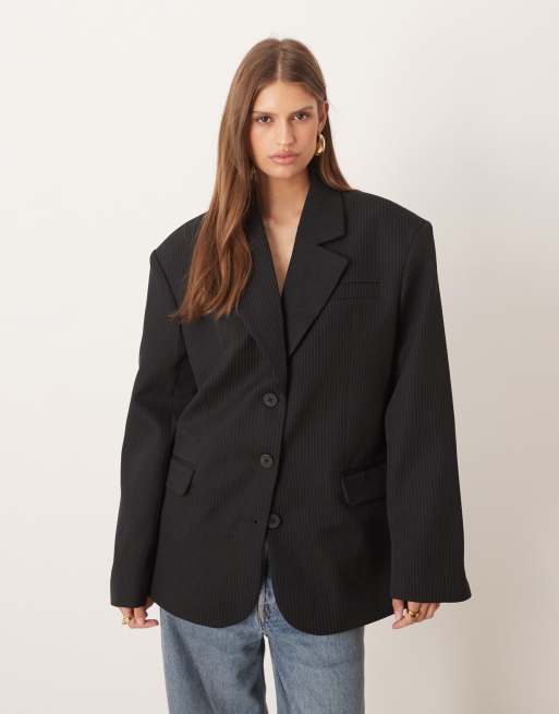 ASOS DESIGN tailored oversized blazer in black pinstripe