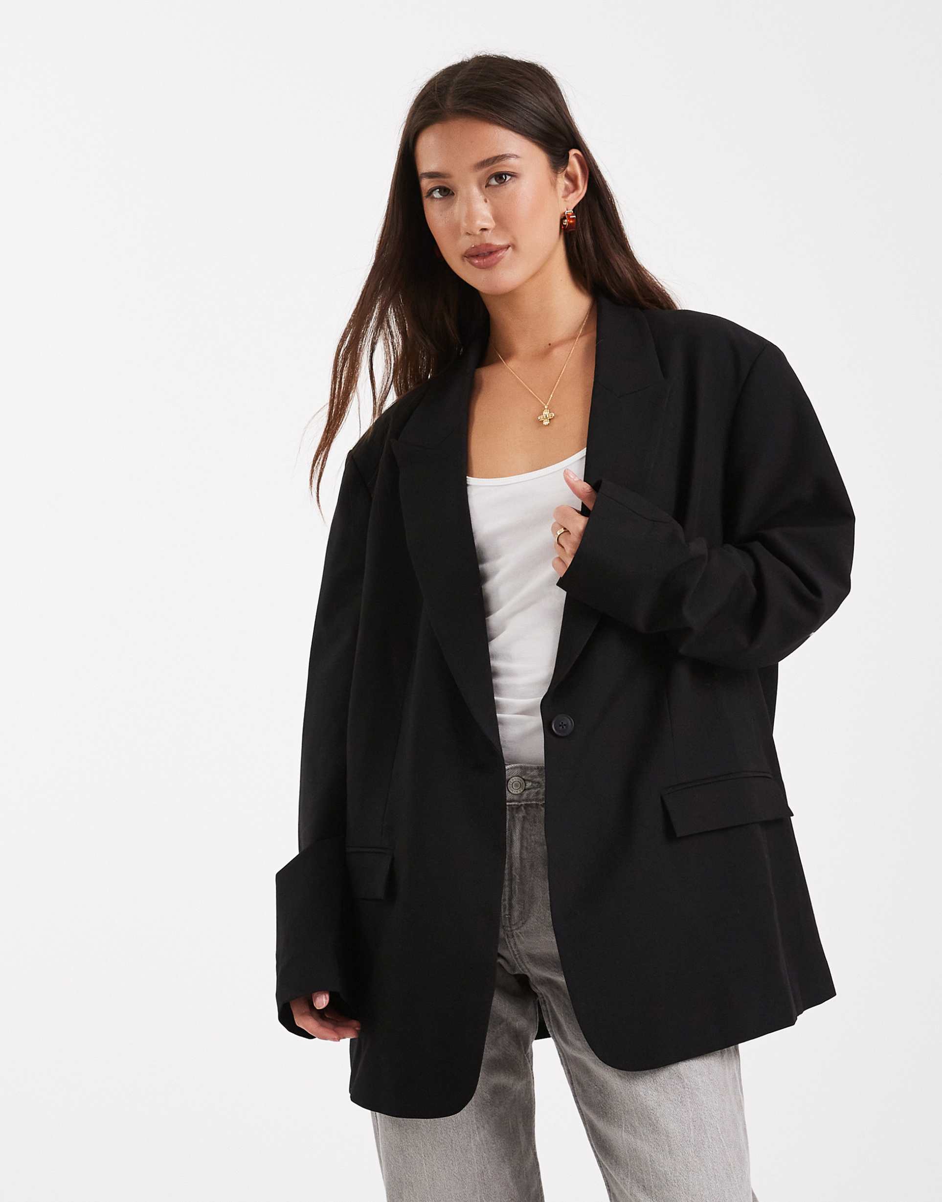 asos design tailored oversized blazer in black