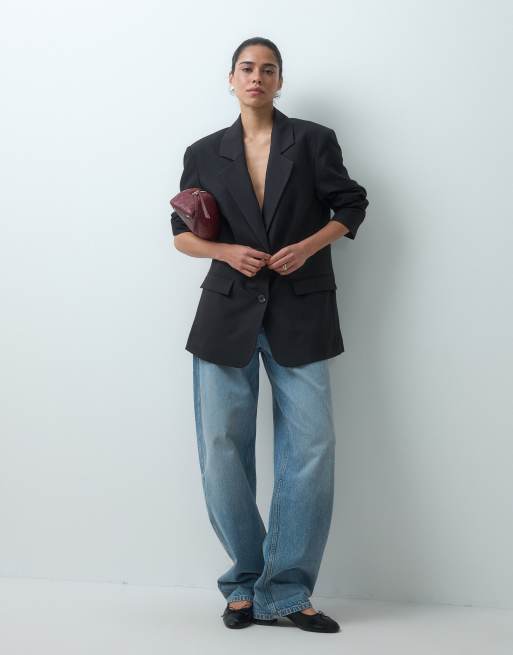 ASOS DESIGN tailored oversized blazer in black, 2 of 4