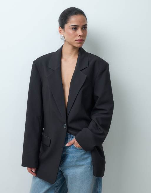 ASOS DESIGN tailored oversized blazer in black, 4 of 4