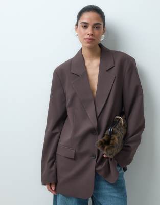 Asos Design Tailored Oversized Blazer In Brown