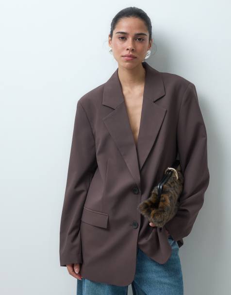 ASOS DESIGN Tailored oversized blazer in brown - view 1