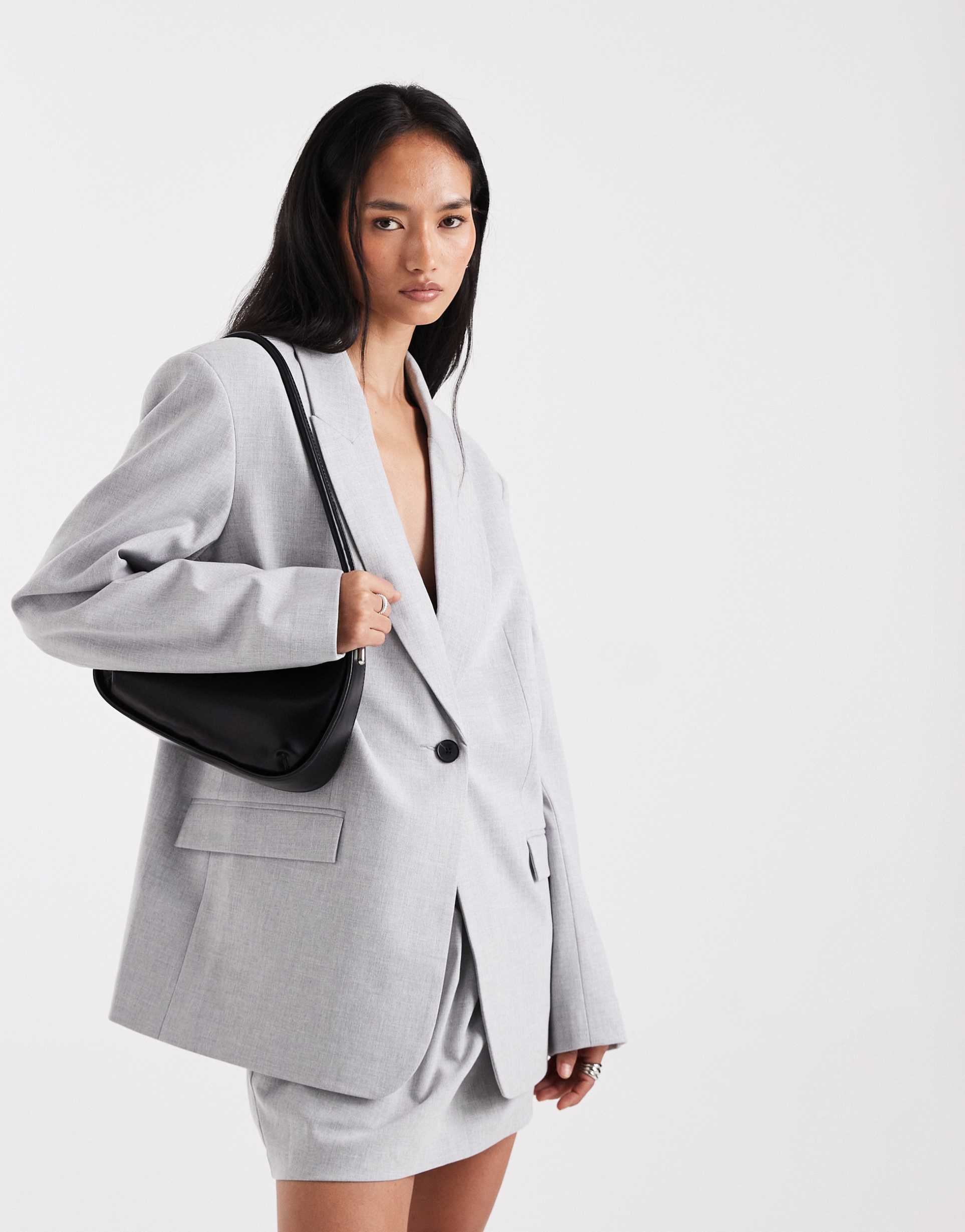 asos design tailored oversized blazer in gray - part of a set