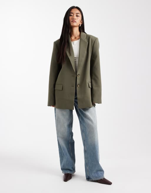 ASOS DESIGN tailored oversized blazer in khaki