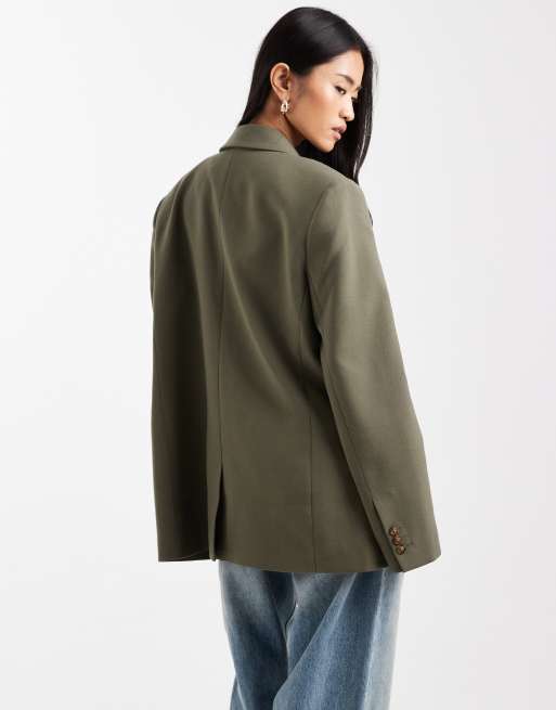 ASOS DESIGN tailored oversized blazer in khaki