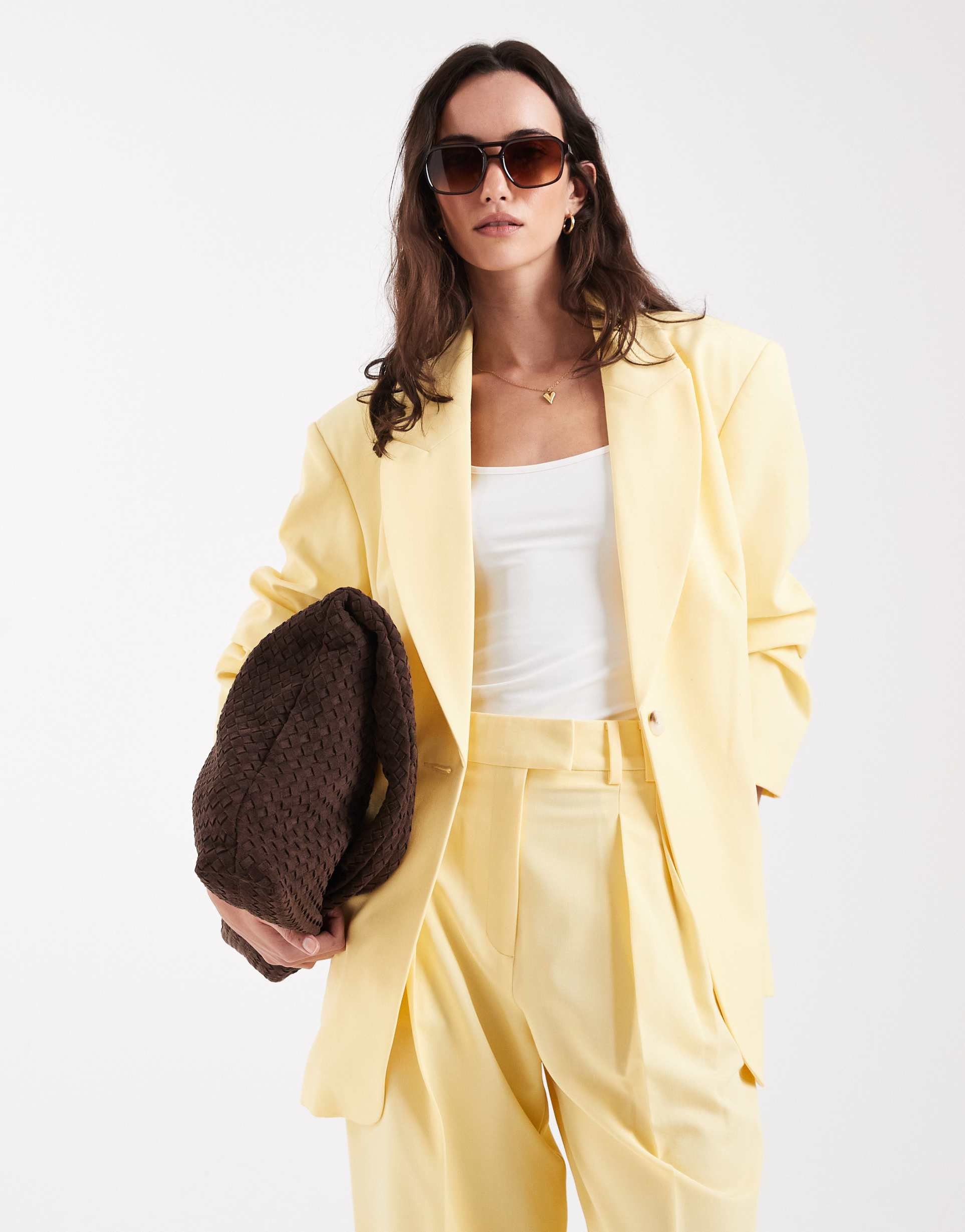 asos design tailored oversized blazer in lemon