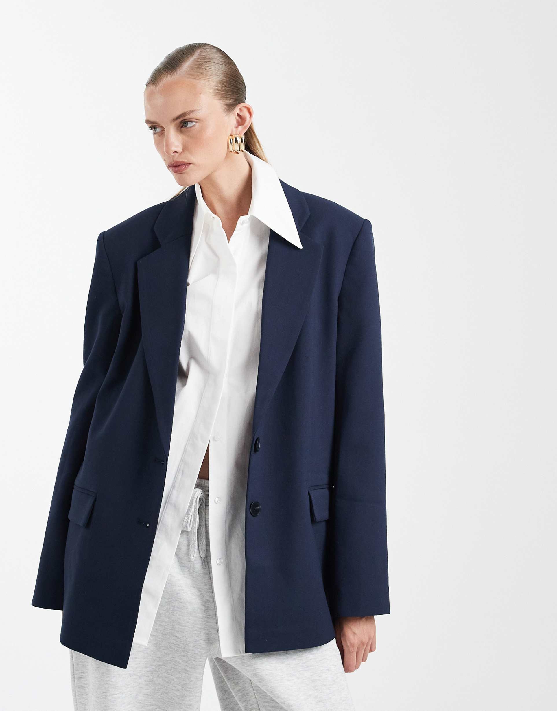asos design tailored oversized blazer in navy
