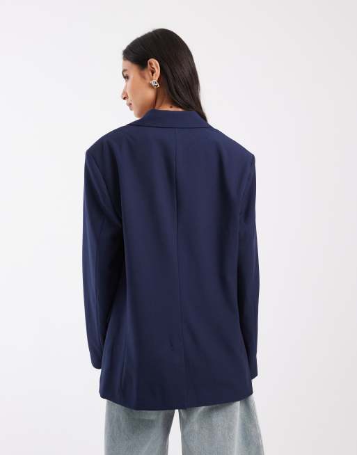 ASOS DESIGN Tailored oversized blazer in navy, 2 of 4