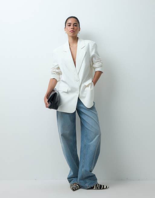 ASOS DESIGN Tailored oversized blazer in white, 2 of 4