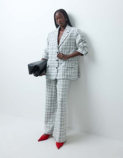 ASOS DESIGN tailored oversized blazer in winter white check, 2 of 7