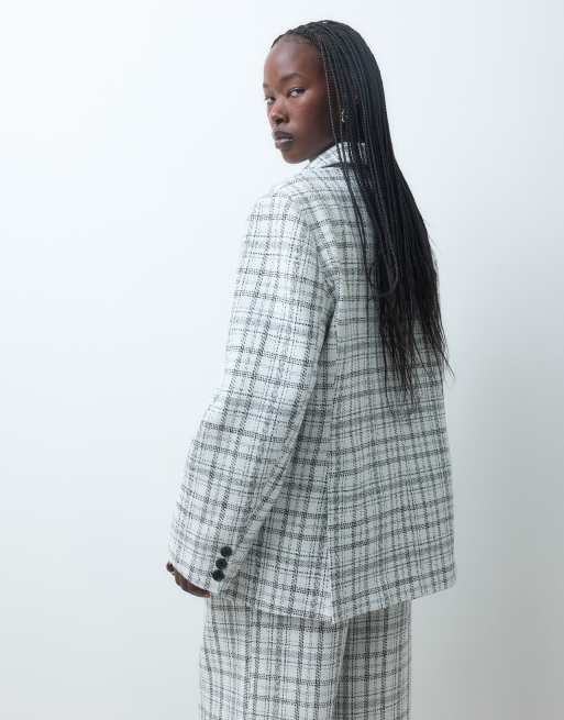 ASOS DESIGN tailored oversized blazer in winter white check, 5 of 7