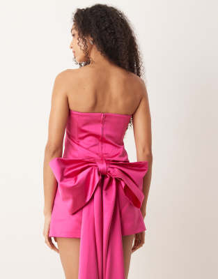 ASOS DESIGN tailored oversized bow detail mini skirt co-ord in magenta-Black
