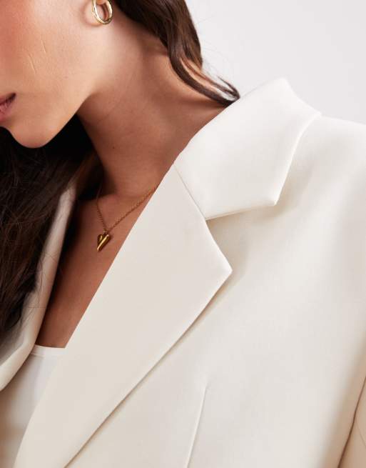 ASOS DESIGN tailored oversized boxy blazer in cream, 3 of 4