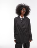 [ASOS DESIGN] ASOS DESIGN tailored oversized mensy blazer in charcoal pinstripe-Multi M Charcoal pinstripe
