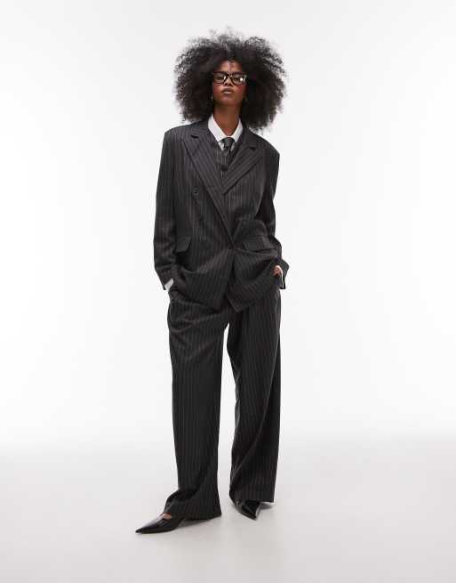 ASOS DESIGN tailored oversized mensy blazer in charcoal pinstripe