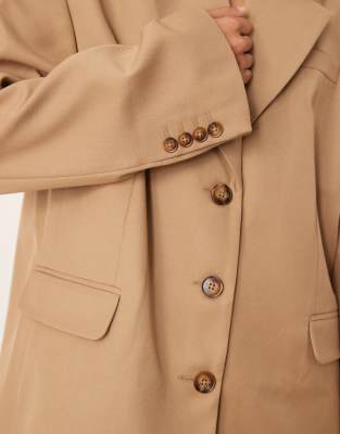 Asos Design Tailored Oversized Single Breasted Blazer In Brown