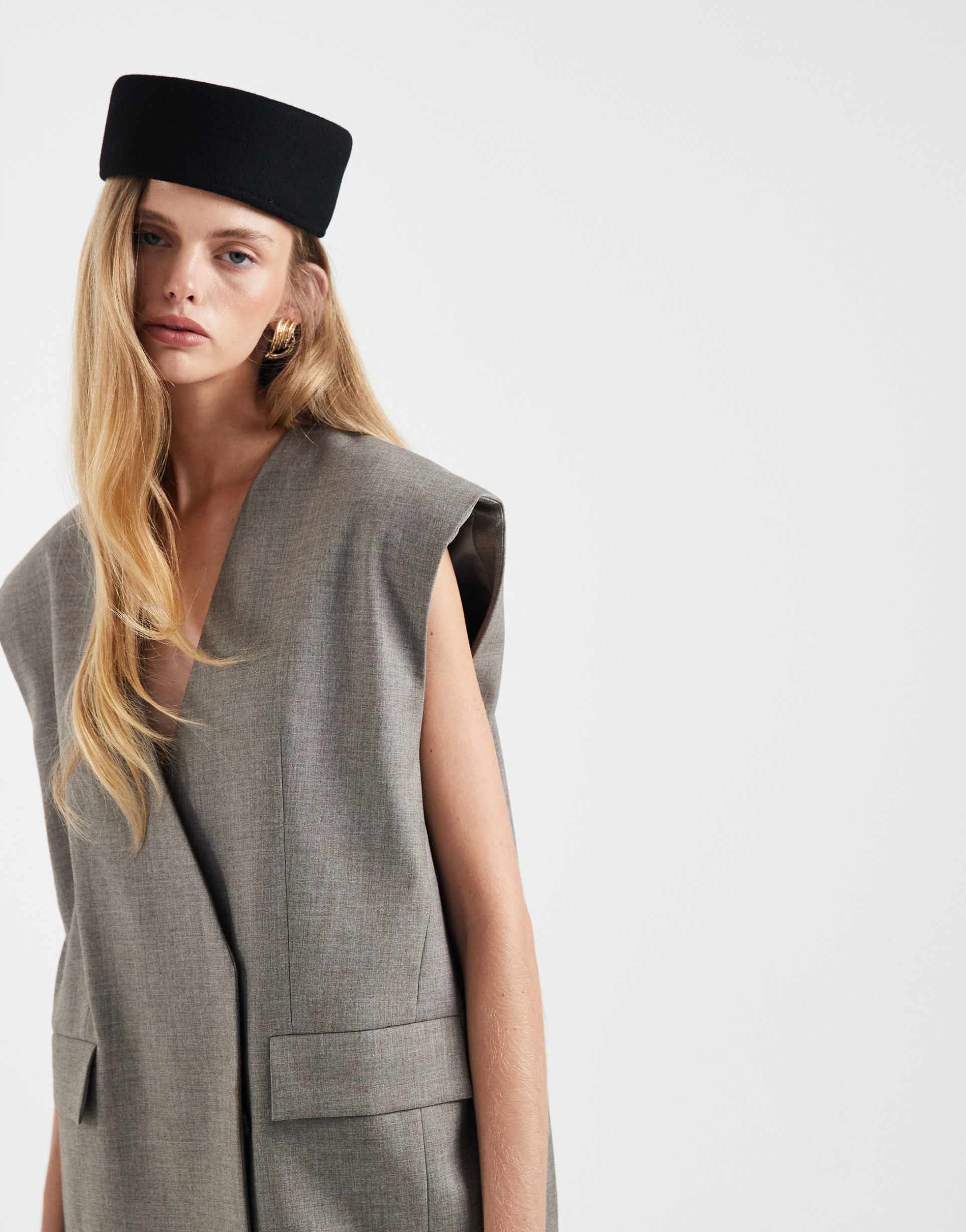 asos design tailored oversized sleeveless blazer in brown - part of a set