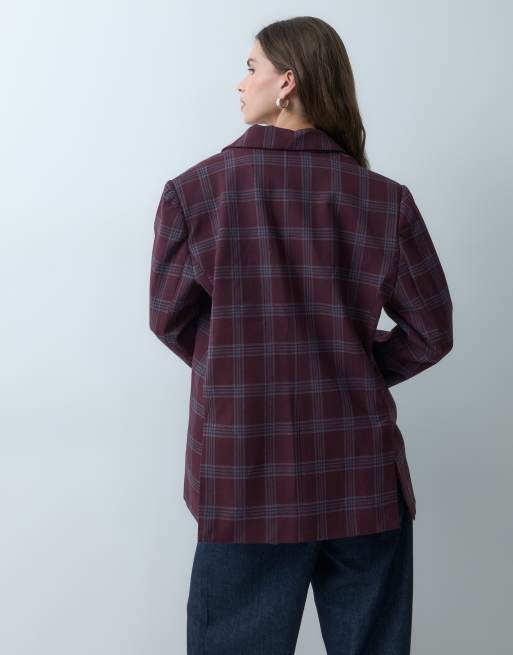 ASOS DESIGN Tailored oversized strong shoulder blazer in tartan, 4 of 4