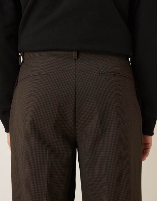 ASOS DESIGN tailored oversized tapered trouser in brown check, 5 of 5