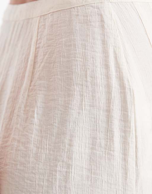 ASOS DESIGN Tailored palazzo sheer pleated pants in cream, 4 of 5