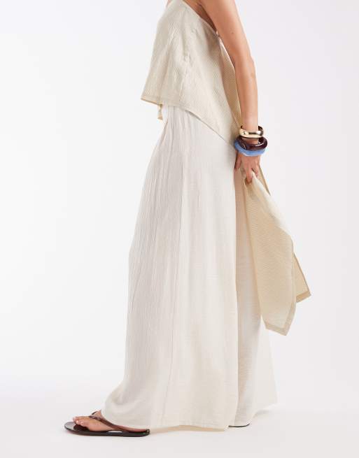 ASOS DESIGN Tailored palazzo sheer pleated pants in cream, 5 of 5