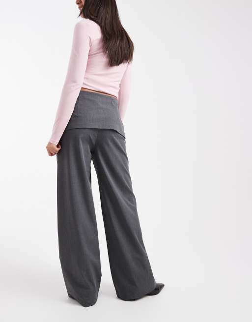 ASOS DESIGN tailored pants with skirt in charcoal gray, 3 of 5