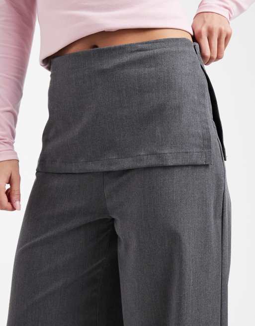 ASOS DESIGN tailored pants with skirt in charcoal gray, 4 of 5