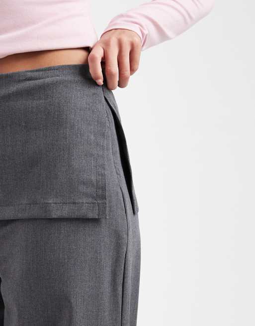 ASOS DESIGN tailored pants with skirt in charcoal gray, 5 of 5