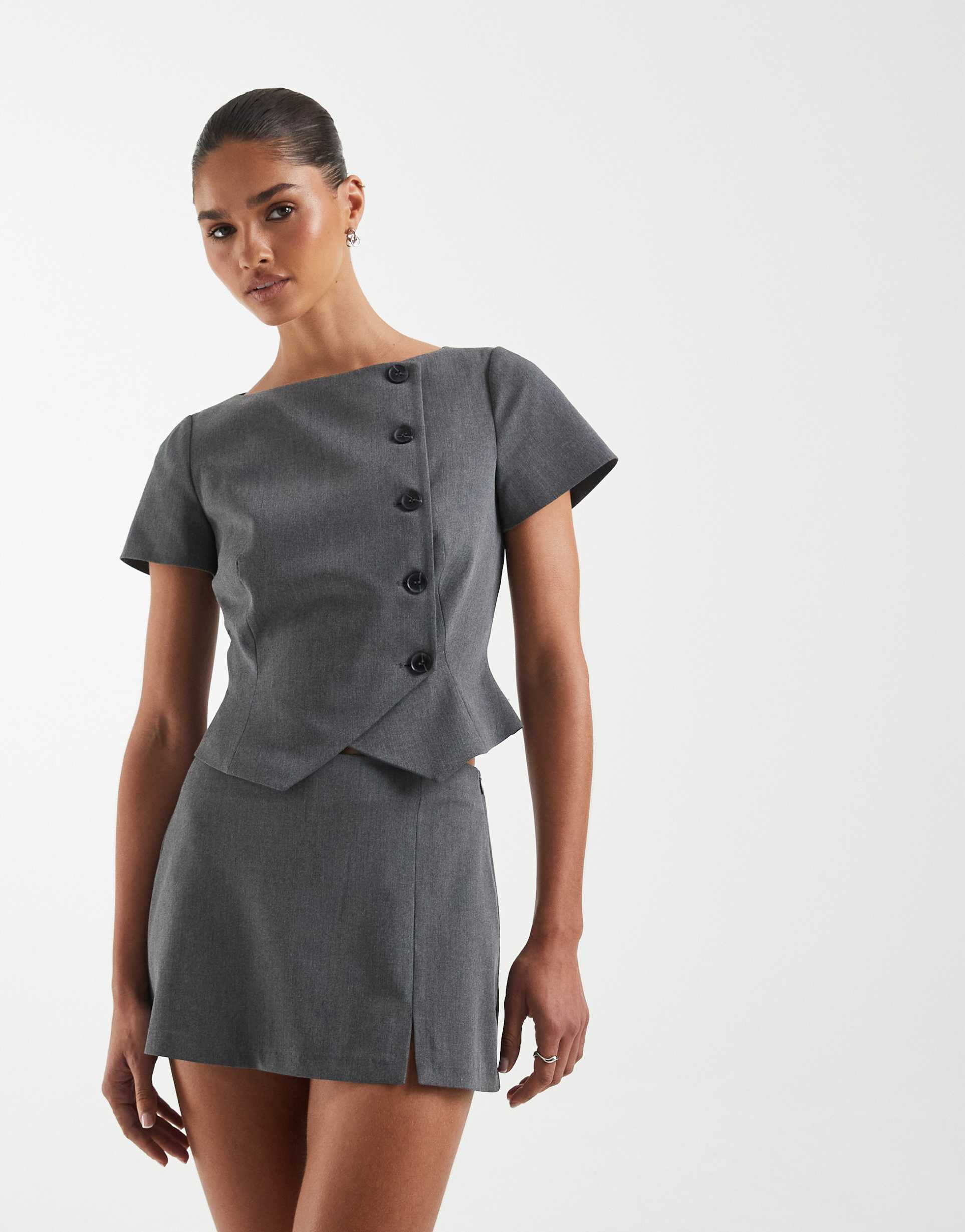 ASOS DESIGN tailored pelmet mini skort in grey