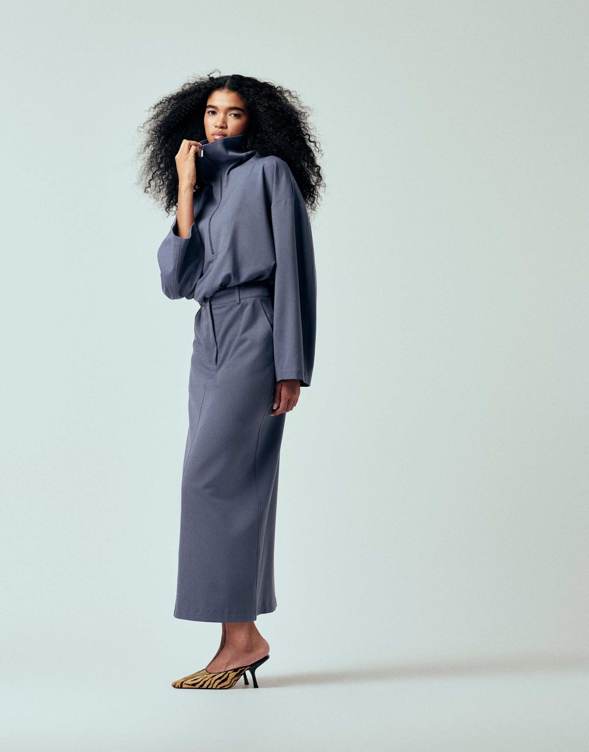 asos design tailored pencil maxi skirt in blue - part of a set