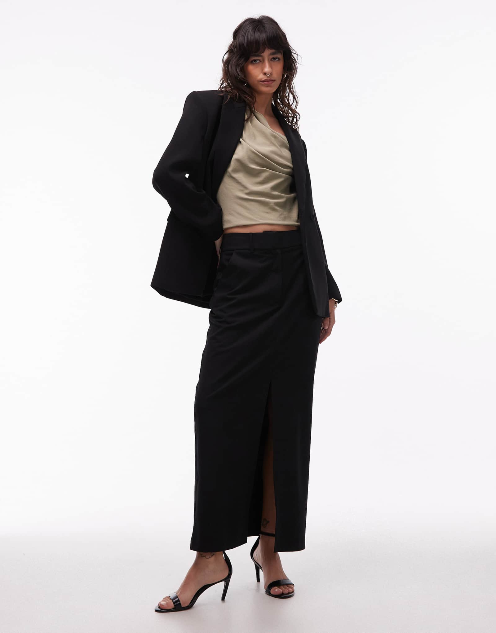 Черная юбка-карандаш-миди от ASOS DESIGN, сшитая на заказ - часть комплекта