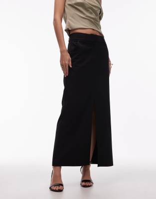 Asos Design Tailored Pencil Midi Skirt In Black