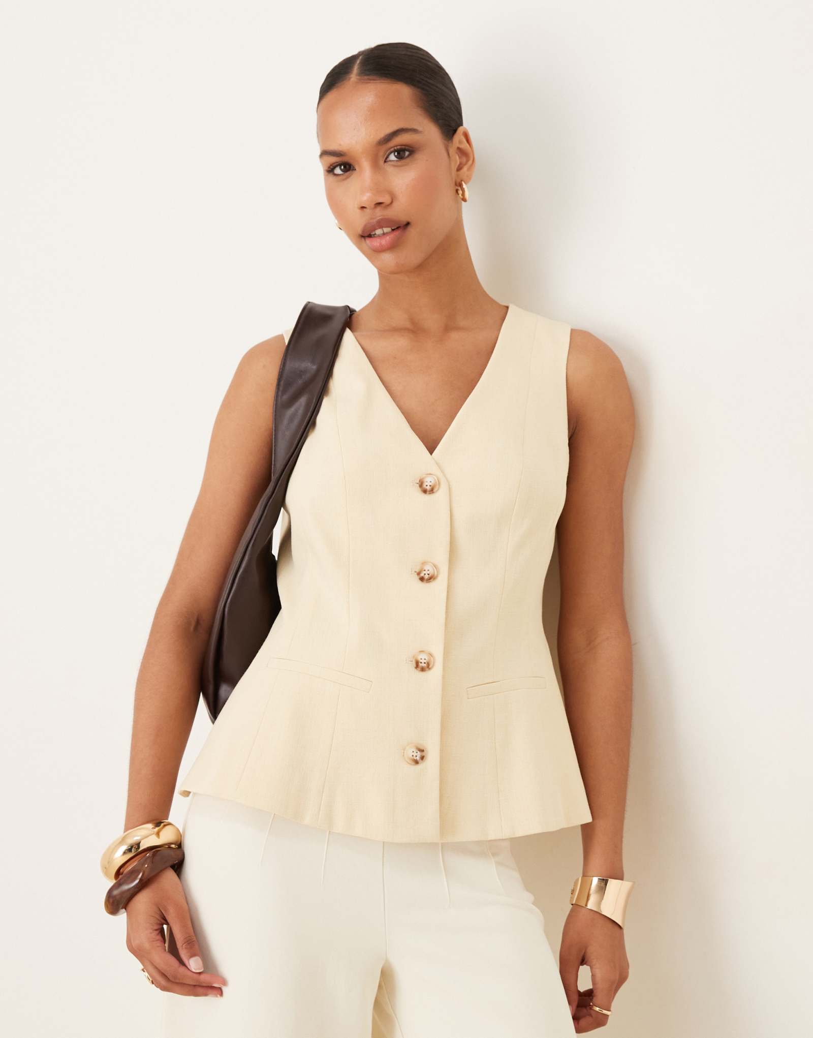 Жилет с баской на заказ от ASOS DESIGN лимонного цвета