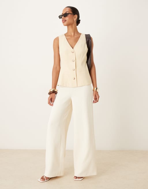 ASOS DESIGN tailored peplum waistcoat in lemon, 2 of 4