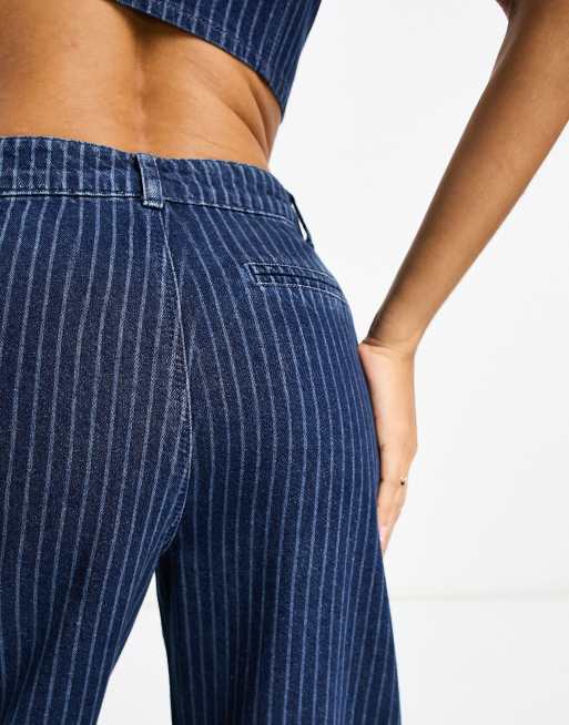 High waisted pinstripe sales jeans