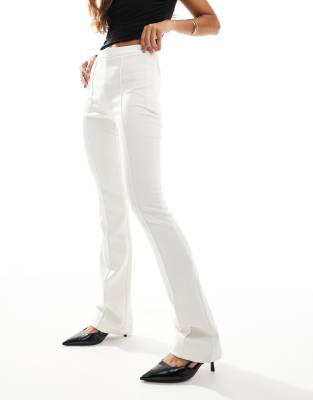 tailored pintuck pants in cream-Neutral