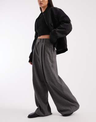 Asos Design Tailored Pleat Detail Wide Leg Pants In Black