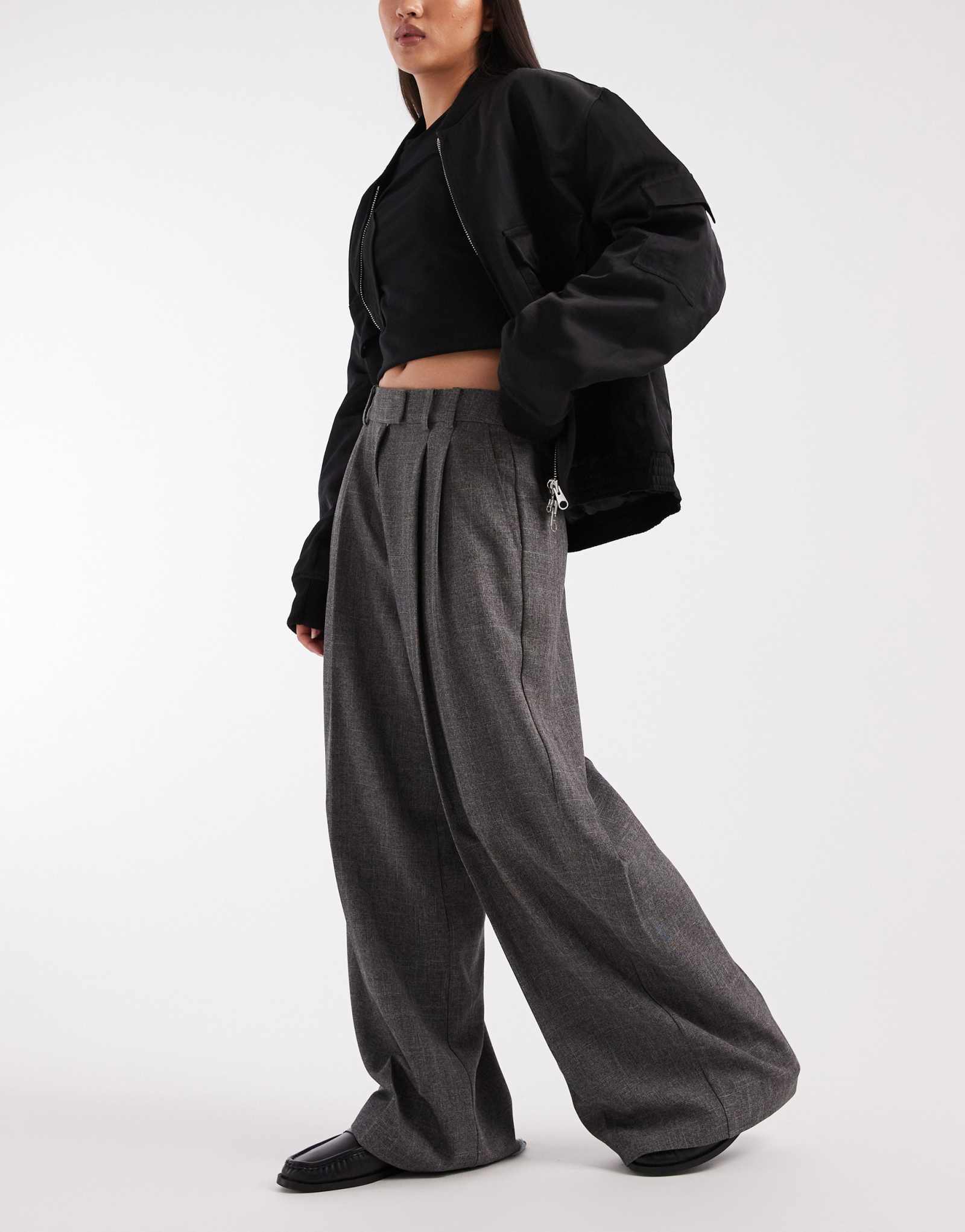 Широкие брюки в клетку со складками от ASOS DESIGN, сшитые на заказ 