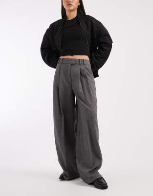 Asos Design Tailored Pleat Detail Wide Leg Pants In Black