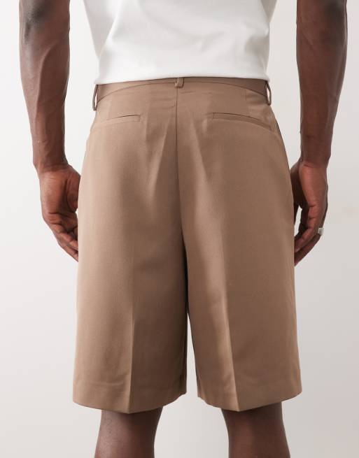 ASOS DESIGN tailored pleated bermuda shorts in brown, 5 of 5