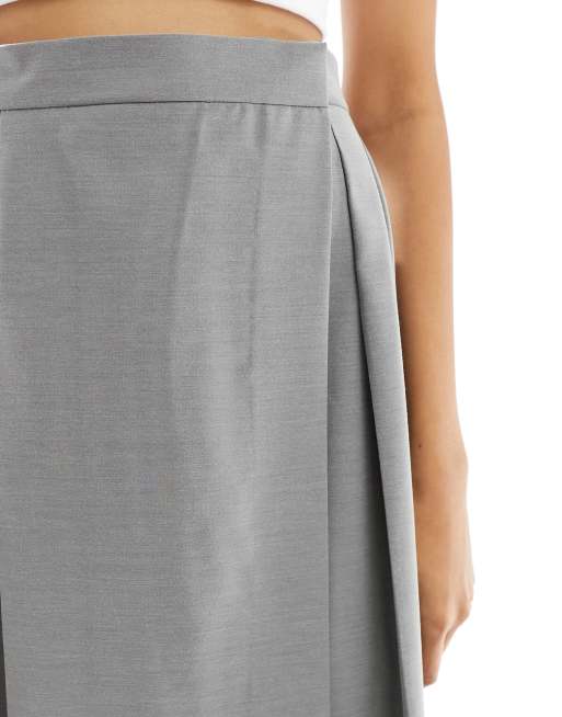 ASOS DESIGN tailored pleated midi skirt in gray ASOS