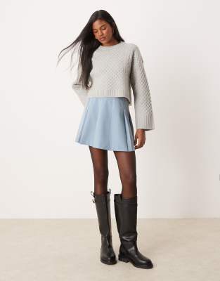 Asos Design Tailored Pleated Mini Skirt In Blue-navy