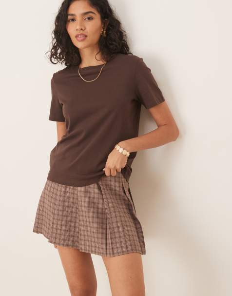 ASOS DESIGN tailored pleated mini skirt in check - view 1