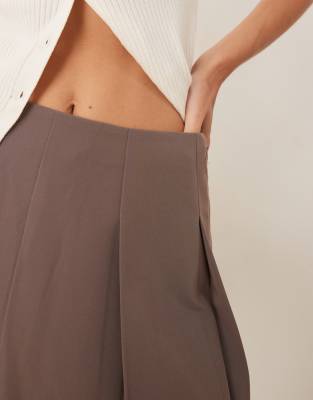 Asos Design Tailored Pleated Mini Skirt In Brown